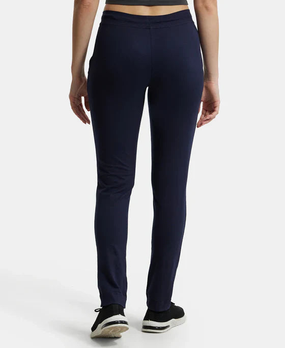 Jockey 1301 Women's Super Combed Cotton Elastane Stretch Slim Fit Trackpants with Side Pockets