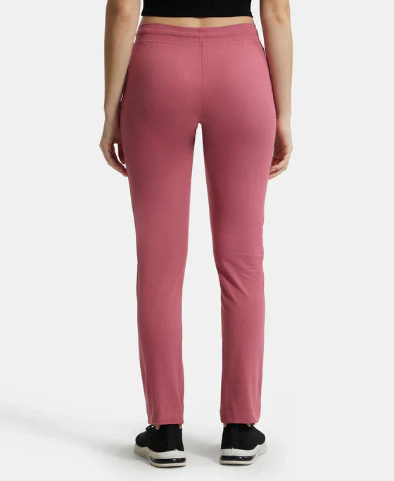 Jockey 1301 Women's Super Combed Cotton Elastane Stretch Slim Fit Trackpants with Side Pockets
