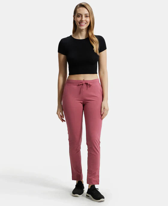 Jockey 1301 Women's Super Combed Cotton Elastane Stretch Slim Fit Trackpants with Side Pockets