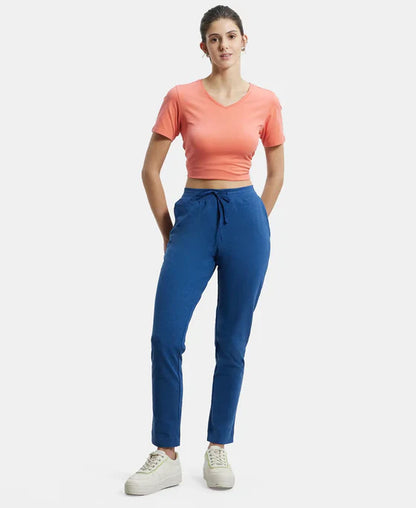 Jockey 1301 Women's Super Combed Cotton Elastane Stretch Slim Fit Trackpants with Side Pockets