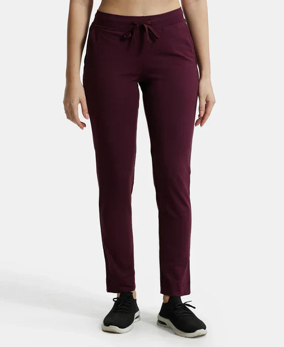 Jockey 1301 Women's Super Combed Cotton Elastane Stretch Slim Fit Trackpants with Side Pockets