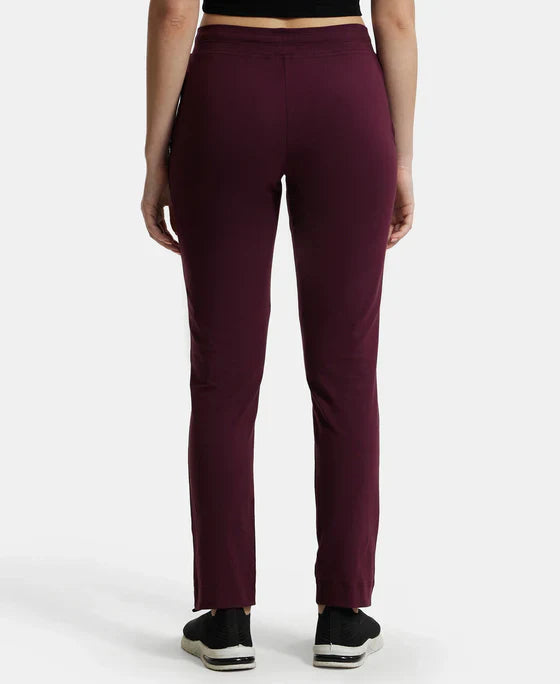 Jockey 1301 Women's Super Combed Cotton Elastane Stretch Slim Fit Trackpants with Side Pockets