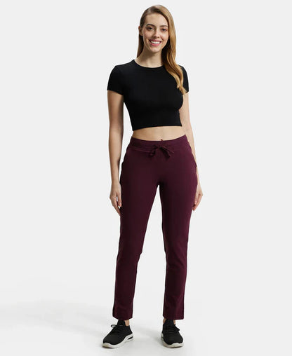 Jockey 1301 Women's Super Combed Cotton Elastane Stretch Slim Fit Trackpants with Side Pockets