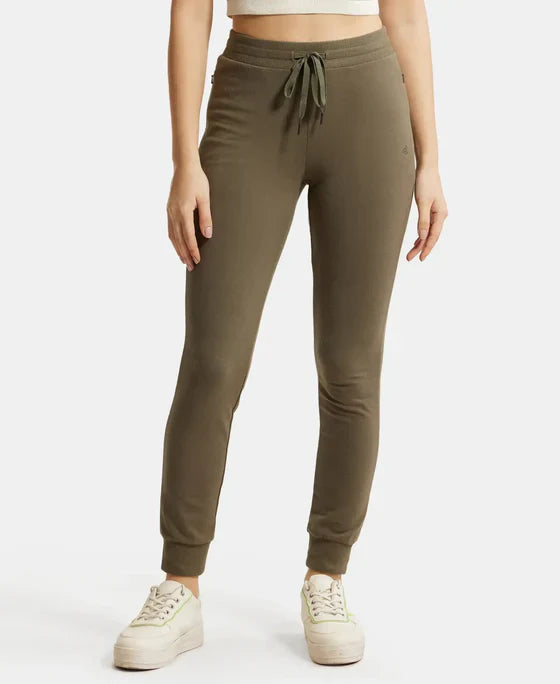 Jockey 1323 Women's Super Combed Cotton Elastane French Terry Slim Fit Joggers with Zipper Pockets