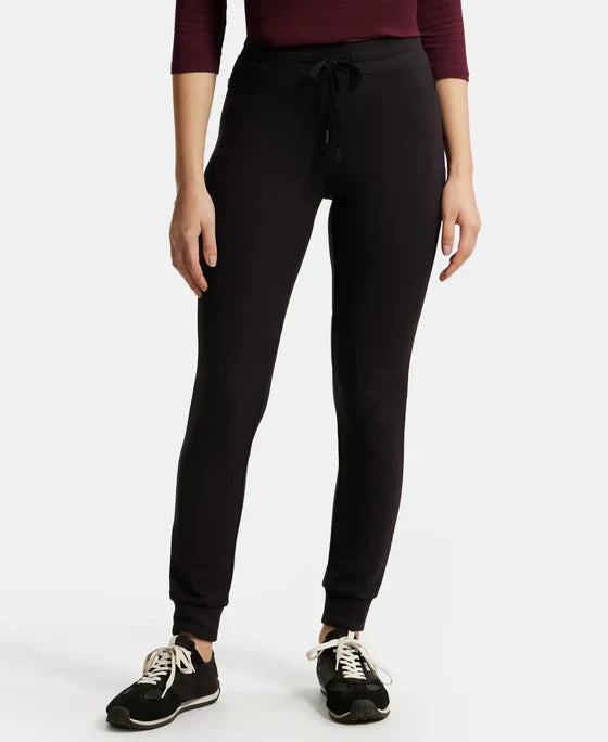 Jockey 1323 Women's Super Combed Cotton Elastane French Terry Slim Fit Joggers with Zipper Pockets