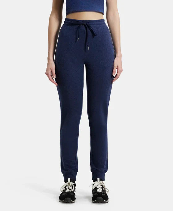 Jockey 1323 Women's Super Combed Cotton Elastane French Terry Slim Fit Joggers with Zipper Pockets