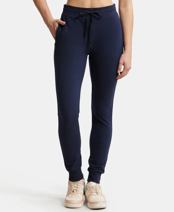 Jockey 1323 Women's Super Combed Cotton Elastane French Terry Slim Fit Joggers with Zipper Pockets