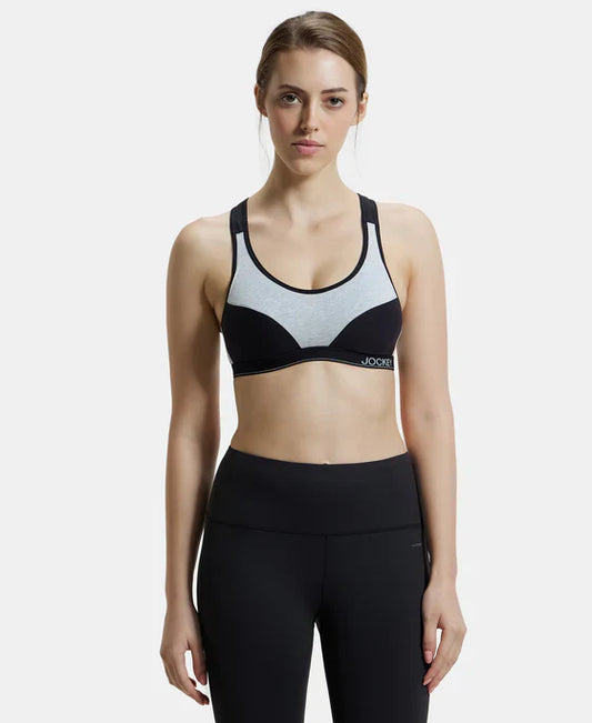 Jockey 1378 Women's Wirefree Padded Super Combed Cotton Elastane Stretch Full Coverage Racer Back Active Bra