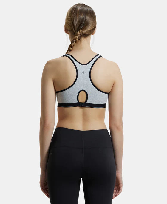 Jockey 1378 Women's Wirefree Padded Super Combed Cotton Elastane Stretch Full Coverage Racer Back Active Bra