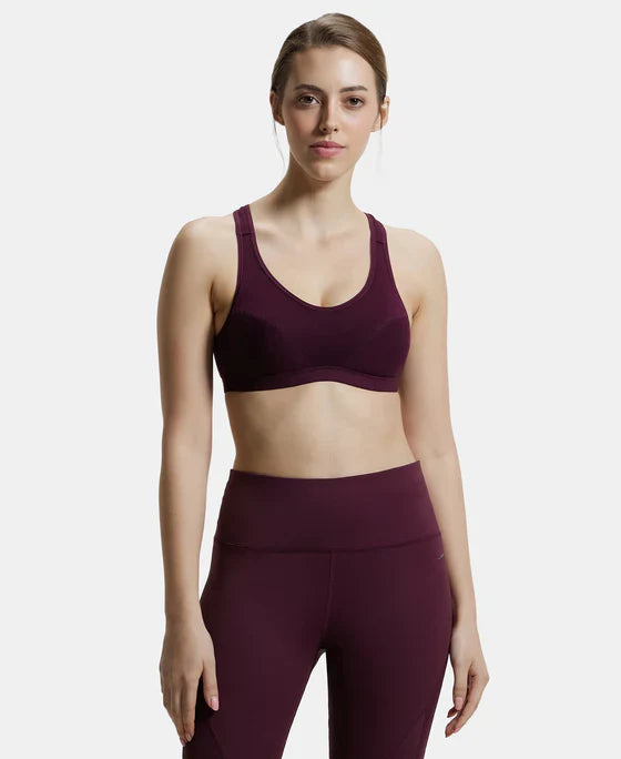 Jockey 1378 Women's Wirefree Padded Super Combed Cotton Elastane Stretch Full Coverage Racer Back Active Bra