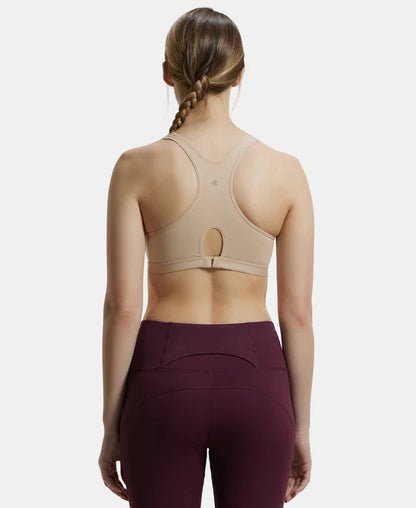 Jockey 1378 Women's Wirefree Padded Super Combed Cotton Elastane Stretch Full Coverage Racer Back Active Bra