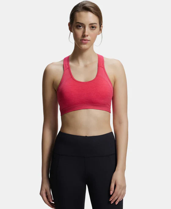 Jockey 1380 Women's Wirefree Padded Super Combed Cotton Elastane Stretch Full Coverage Racer Back Active Bra