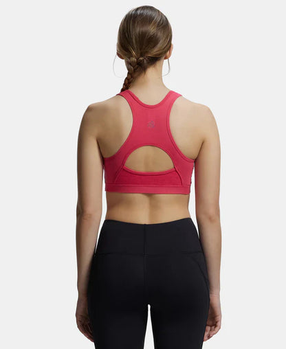 Jockey 1380 Women's Wirefree Padded Super Combed Cotton Elastane Stretch Full Coverage Racer Back Active Bra