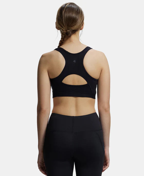 Jockey 1380 Women's Wirefree Padded Super Combed Cotton Elastane Stretch Full Coverage Racer Back Active Bra