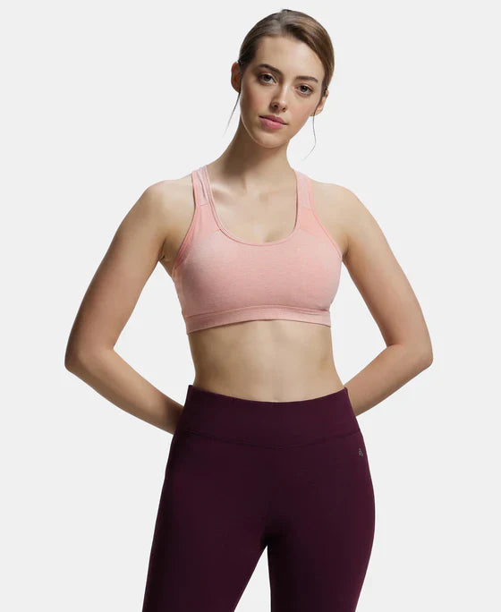 Jockey 1380 Women's Wirefree Padded Super Combed Cotton Elastane Stretch Full Coverage Racer Back Active Bra