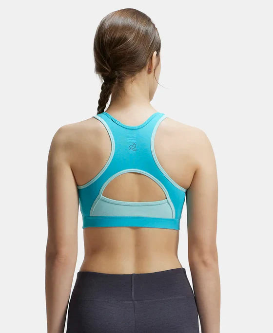 Jockey 1380 Women's Wirefree Padded Super Combed Cotton Elastane Stretch Full Coverage Racer Back Active Bra