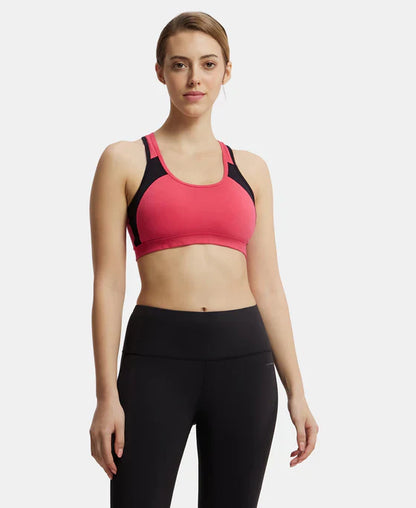 Jockey 1380 Women's Wirefree Padded Super Combed Cotton Elastane Stretch Full Coverage Racer Back Active Bra
