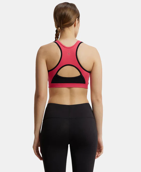 Jockey 1380 Women's Wirefree Padded Super Combed Cotton Elastane Stretch Full Coverage Racer Back Active Bra