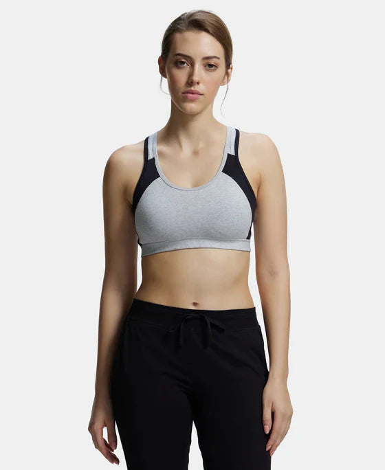 Jockey 1380 Women's Wirefree Padded Super Combed Cotton Elastane Stretch Full Coverage Racer Back Active Bra