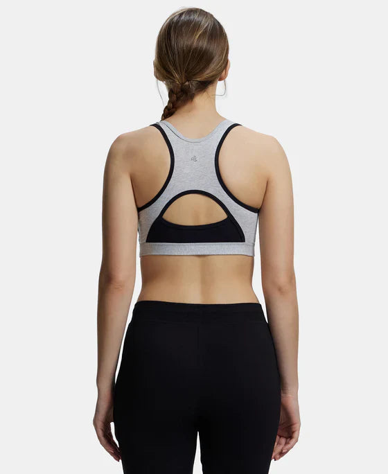 Jockey 1380 Women's Wirefree Padded Super Combed Cotton Elastane Stretch Full Coverage Racer Back Active Bra