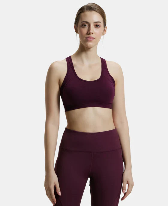Jockey 1380 Women's Wirefree Padded Super Combed Cotton Elastane Stretch Full Coverage Racer Back Active Bra