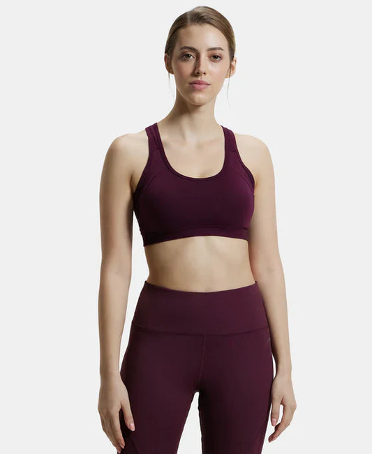 Jockey 1380 Women's Wirefree Padded Super Combed Cotton Elastane Stretch Full Coverage Racer Back Active Bra
