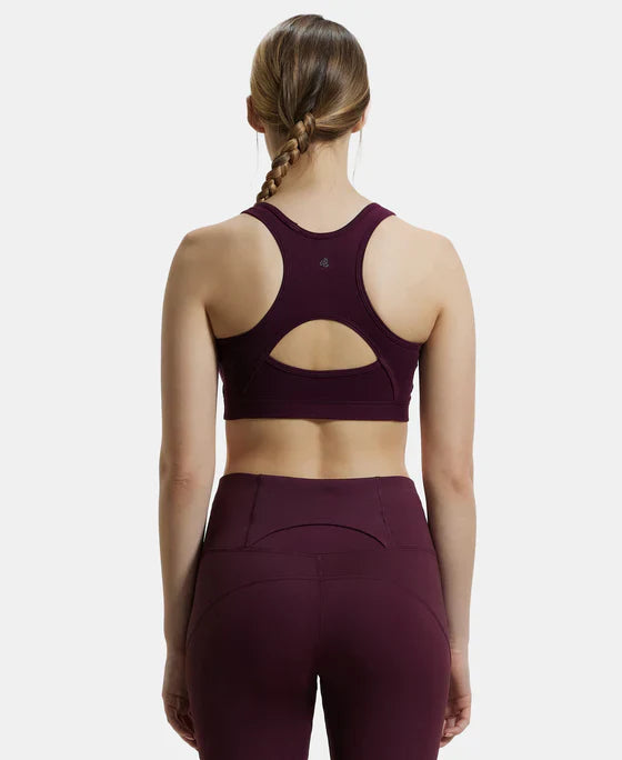 Jockey 1380 Women's Wirefree Padded Super Combed Cotton Elastane Stretch Full Coverage Racer Back Active Bra