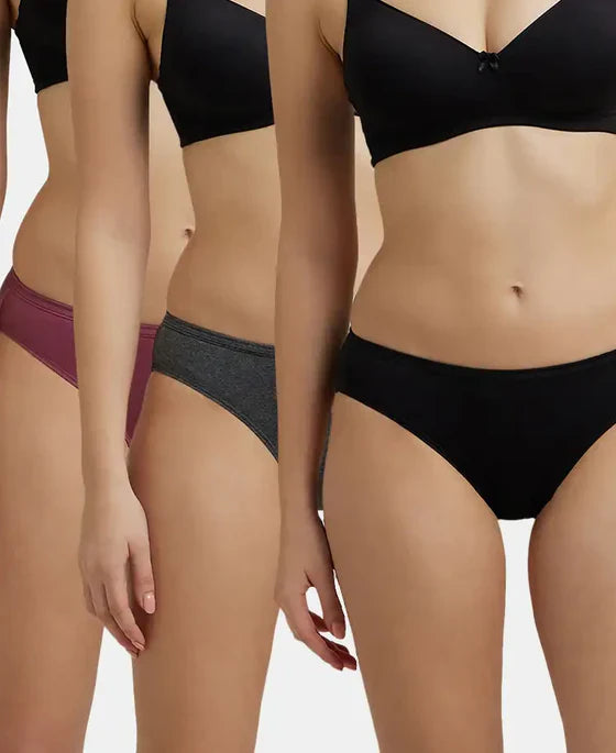 Jockey 1410 Women's Medium Coverage Super Combed Cotton Mid Waist Bikini with Concealed Waistband