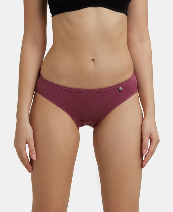 Jockey 1410 Women's Medium Coverage Super Combed Cotton Mid Waist Bikini with Concealed Waistband