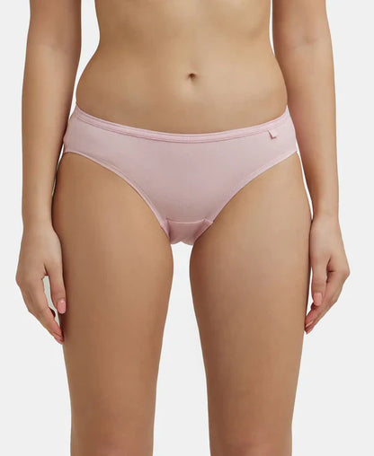 Jockey 1410 Women's Medium Coverage Super Combed Cotton Mid Waist Bikini with Concealed Waistband