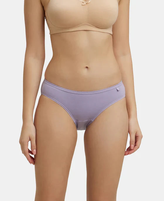 Jockey 1410 Women's Medium Coverage Super Combed Cotton Mid Waist Bikini with Concealed Waistband