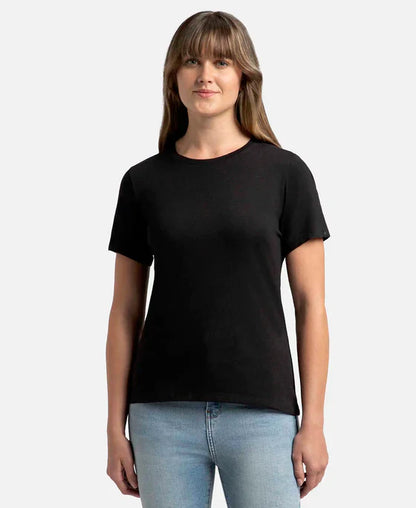 Jockey 1515 Women's Super Combed Cotton Elastane Regular Fit Solid Round Neck Half Sleeve T-Shirt