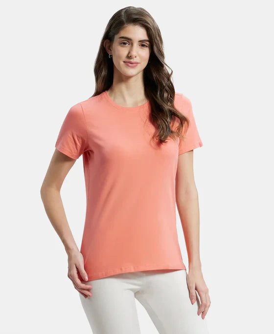 Jockey 1515 Women's Super Combed Cotton Elastane Regular Fit Solid Round Neck Half Sleeve T-Shirt