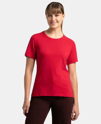 Jockey 1515 Women's Super Combed Cotton Elastane Regular Fit Solid Round Neck Half Sleeve T-Shirt