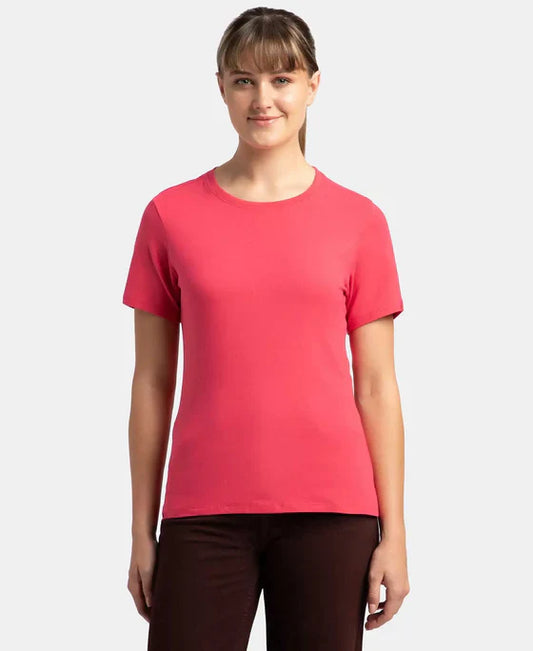 Jockey 1515 Women's Super Combed Cotton Elastane Regular Fit Solid Round Neck Half Sleeve T-Shirt