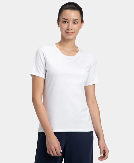Jockey 1515 Women's Super Combed Cotton Elastane Regular Fit Solid Round Neck Half Sleeve T-Shirt
