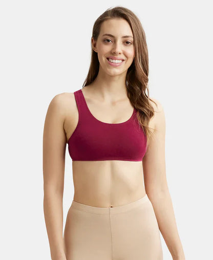 Jockey 1582 Super Combed Cotton Elastane Stretch Slip On Crop Top with StayFresh Treatment