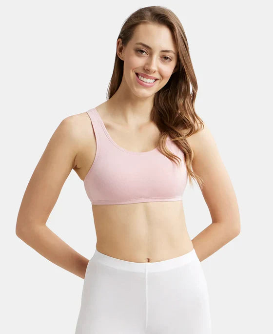 Jockey 1582 Super Combed Cotton Elastane Stretch Slip On Crop Top with StayFresh Treatment