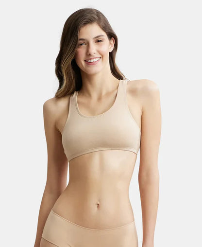 Jockey 1582 Super Combed Cotton Elastane Stretch Slip On Crop Top with StayFresh Treatment