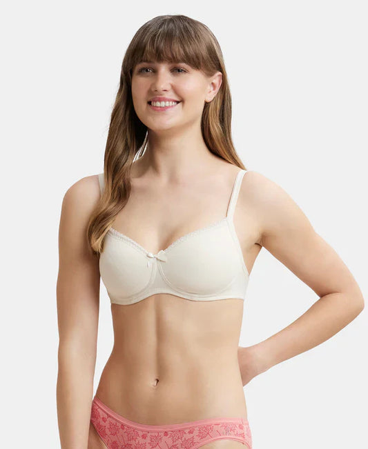 Jockey 2-1723 Women's Essence Soft Cup Padded Bra – Wire-Free, Full Coverage, Super Combed Cotton Stretch, Everyday Comfort
