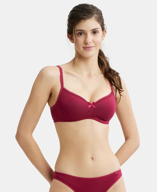 Jockey 1-1723 Women's Essence Soft Cup Padded Bra – Wire-Free, Full Coverage, Super Combed Cotton Stretch, Everyday Comfort