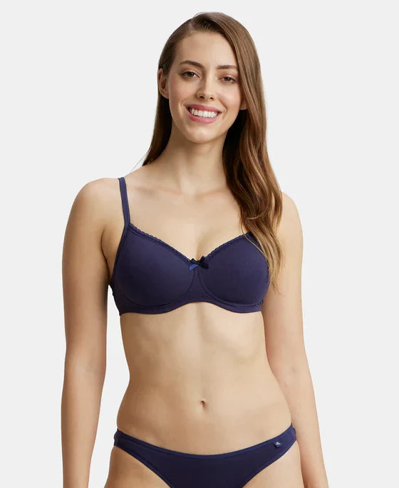 Jockey 1-1723 Women's Essence Soft Cup Padded Bra – Wire-Free, Full Coverage, Super Combed Cotton Stretch, Everyday Comfort