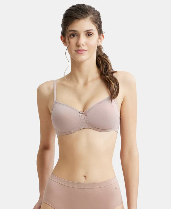 Jockey 1-1723 Women's Essence Soft Cup Padded Bra – Wire-Free, Full Coverage, Super Combed Cotton Stretch, Everyday Comfort