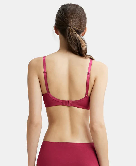 Jockey 1816 Women's ?Wirefree Padded Soft Touch Microfiber Elastane Full Coverage T-Shirt Bra with Lace Styling ?