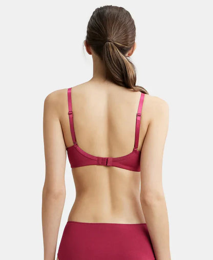 Jockey 1816 Women's ?Wirefree Padded Soft Touch Microfiber Elastane Full Coverage T-Shirt Bra with Lace Styling ?