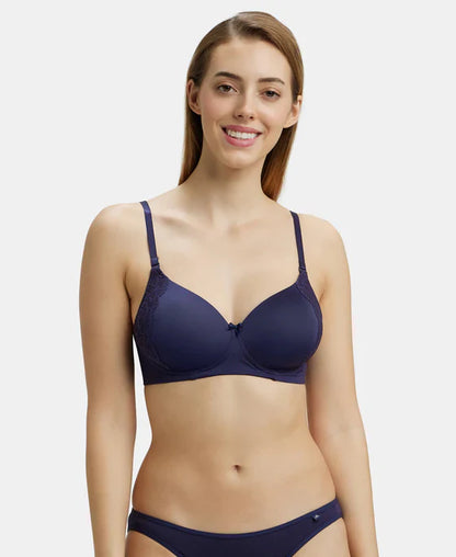 Jockey 1816 Women's ?Wirefree Padded Soft Touch Microfiber Elastane Full Coverage T-Shirt Bra with Lace Styling ?