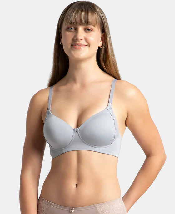 Jockey 1816 Women's ?Wirefree Padded Soft Touch Microfiber Elastane Full Coverage T-Shirt Bra with Lace Styling ?
