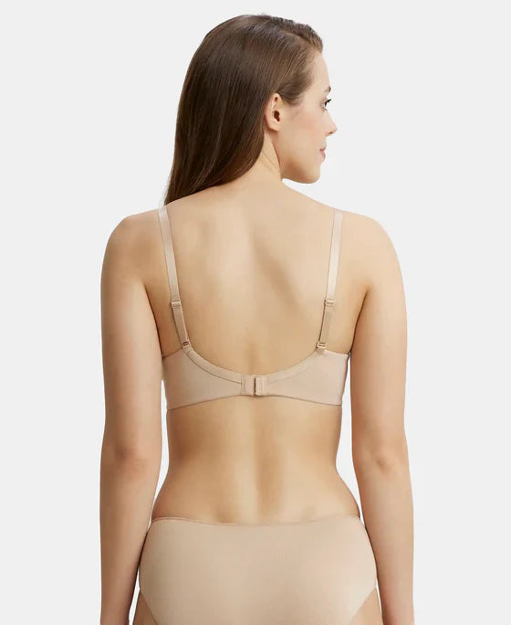 Jockey 1816 Women's ?Wirefree Padded Soft Touch Microfiber Elastane Full Coverage T-Shirt Bra with Lace Styling ?
