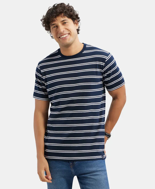 Jockey 2715 Men's Super Combed Cotton Rich Striped Round Neck Half Sleeve T-Shirt