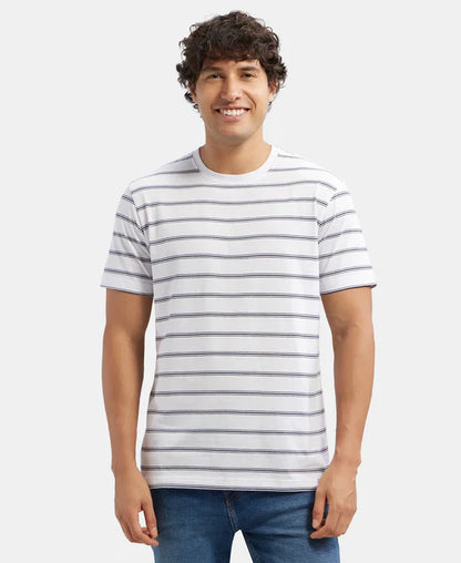 Jockey 2715 Men's Super Combed Cotton Rich Striped Round Neck Half Sleeve T-Shirt